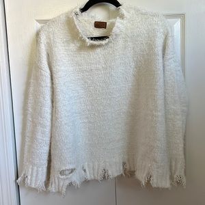 White Distressed Sweater